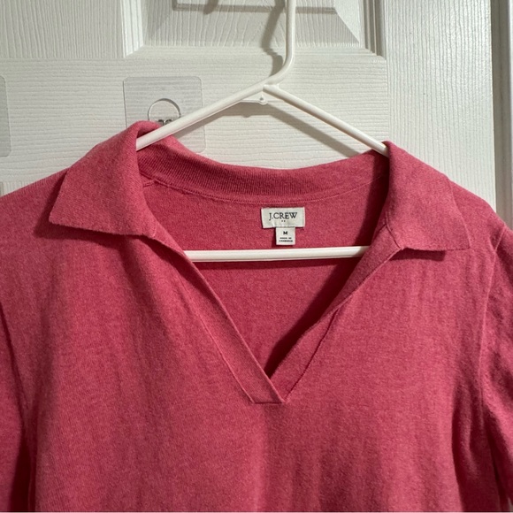J CREW Short-Sleeve Cotton-Blend Sweater-Polo in Amaranth Pink Size M - Picture 4 of 11
